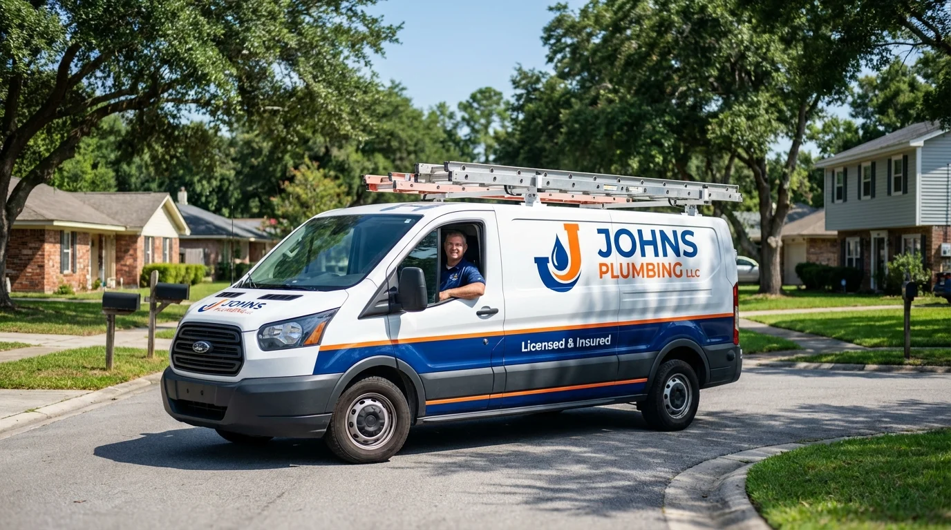 Johns Plumbing LLC service van in Las Vegas, NM
