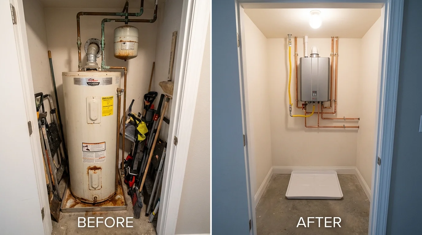 Tank water heater versus wall-mounted tankless unit comparison for Las Vegas, NM homeowners
